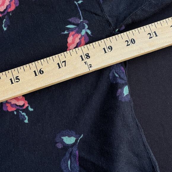 Maeve Blouse Womens Small Black Floral Linen Blend Long Sleeve Boho Top Shirt - Picture 9 of 11